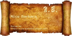 Nics Barbara névjegykártya