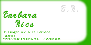 barbara nics business card